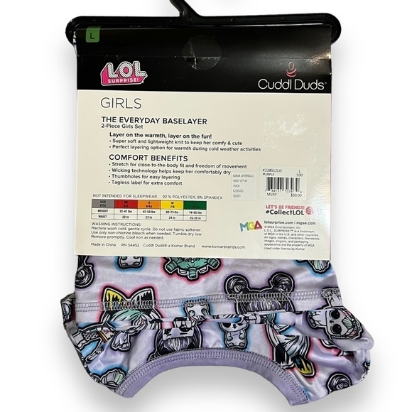 Cuddl Duds Girls LOL Surprise 2-Piece Warm Layers Set Size Large - Picture 2 of 2